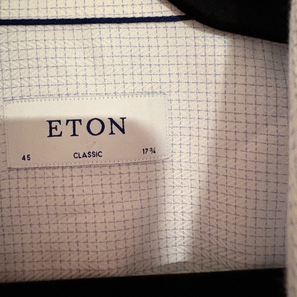 Eton Classic Fit Signature Twill Button Down in Blue Check- 45, 17 3/4 - Picture 2 of 4